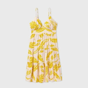 Wild Fable Leaf Print Sleeveless Tiered
Dress